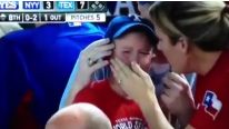 Kid crying at rangers game when jerk takes his ball